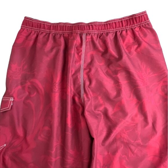 Speedo Mens Swim Trunks Size L Tropical Red Floral Mesh Lined Shorts Drawstring - Picture 4 of 15